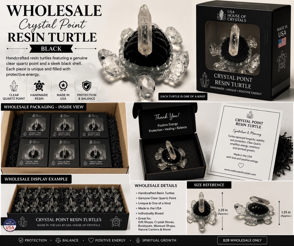 Black Crystal Point Resin Turtle – Wholesale