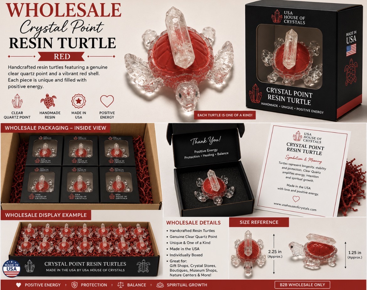 ❤️ Red Crystal Point Resin Turtle – Wholesale