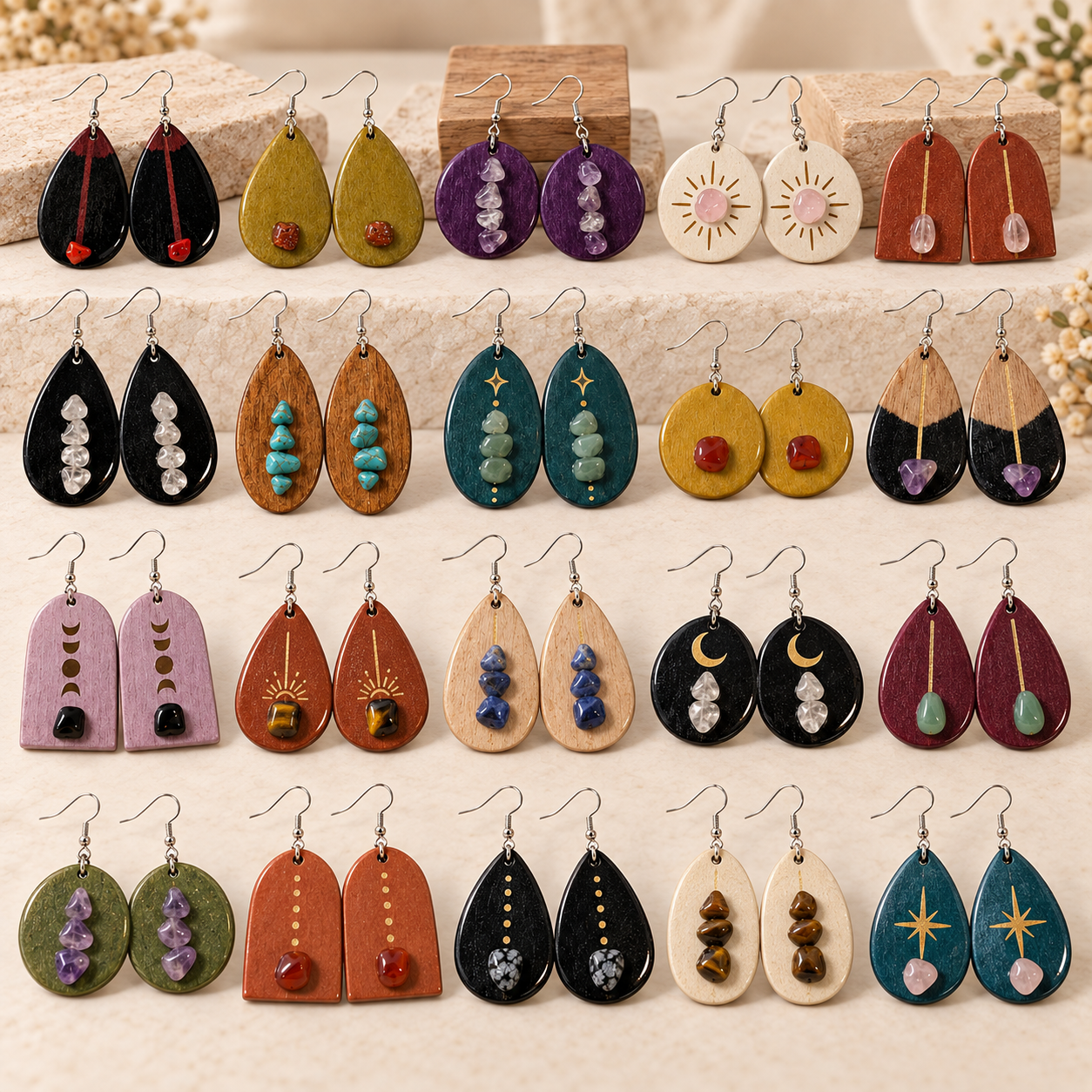 40-Piece Wholesale Assorted Handmade Crystal Earrings – 20 Pairs
