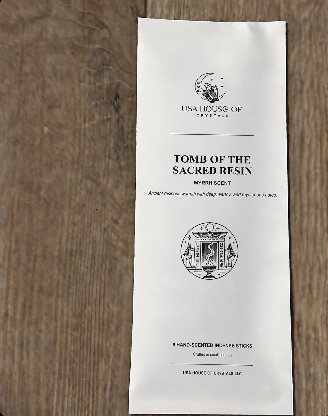 USA House of Crystals Tomb of the Sacred Resin Myrrh Hand-Scented Incense Sticks