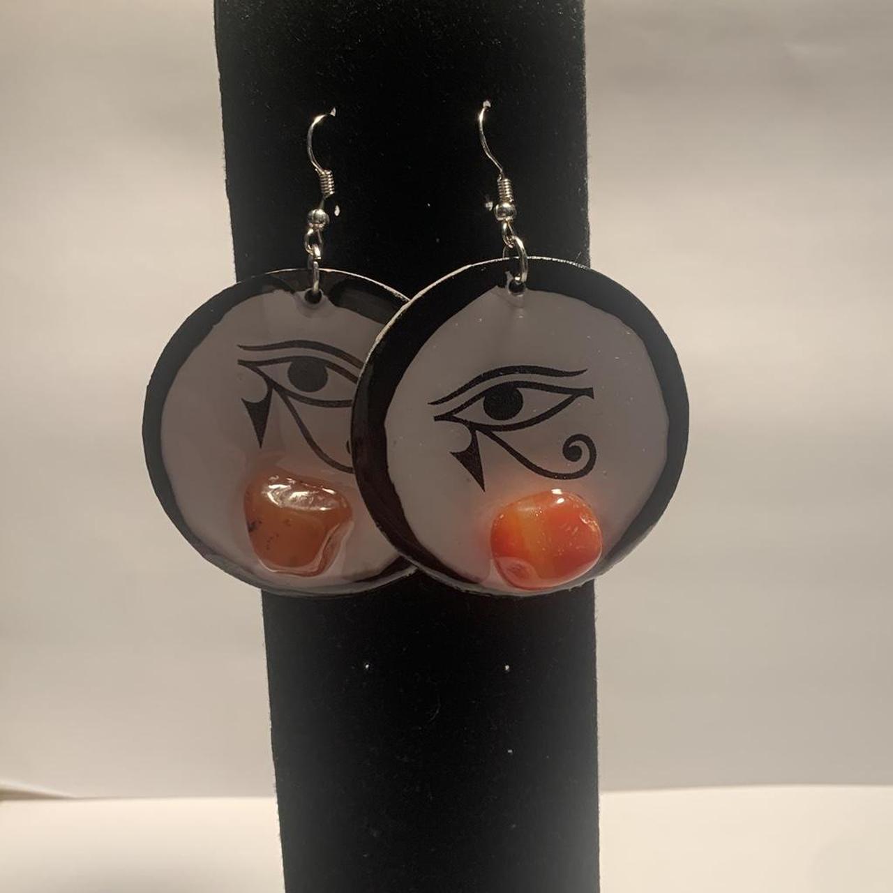 👁️ Carnelian Agate Eye of Horus Earrings 🧡