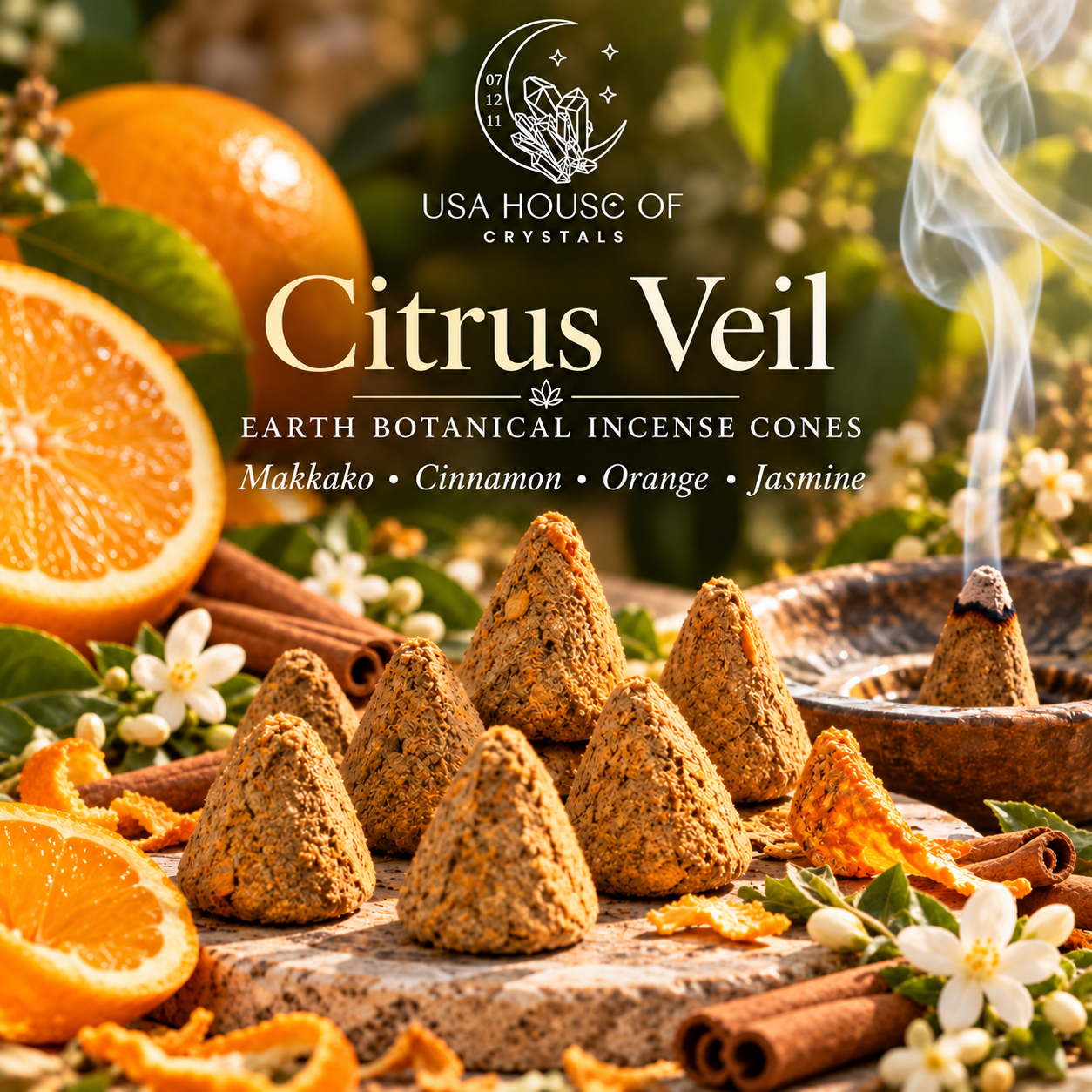 Citrus Veil — Earth Botanical Incense Cones | 10 Pieces