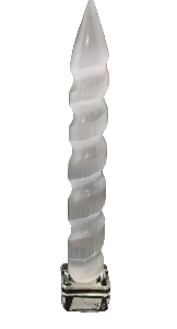 6" Spiral Faceted Selenite Crystal Massage Wand
